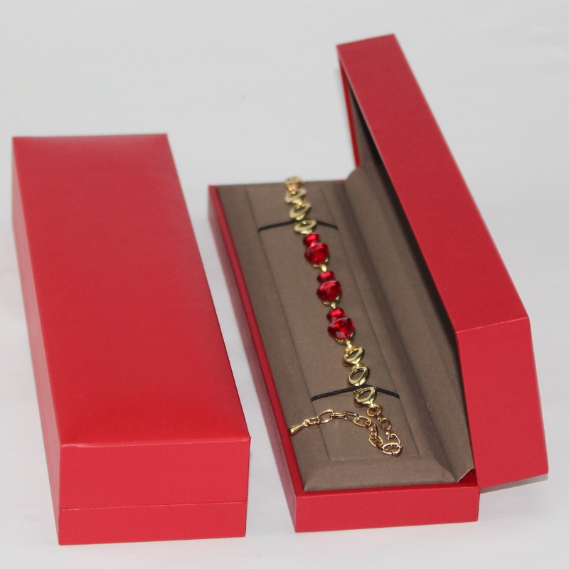 Tökéletes ékszeres csomagoló doboz, egyedi minőségi piros ékszeres nyaklánc és karkötő szivacs habbal, a méret 243*65*40mm